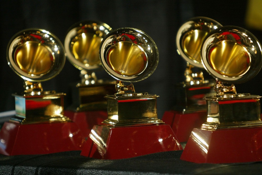 Grammys statues posting the press room for the 6th Annual Latin Grammys