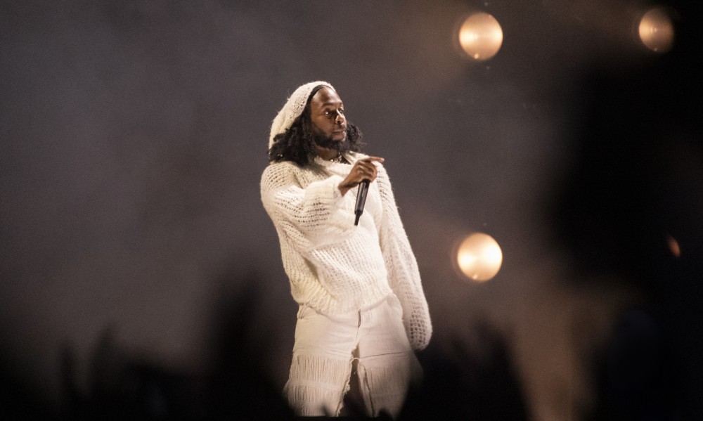 Kendrick Lamar performs on the Frank Stage on the first day of the three-day Day N Vegas hip-hop music festival at the Las Vegas Festival Grounds in Las Vegas Friday, Nov. 12, 2021. 